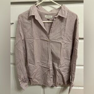 Banana Republic Fitted Maroon Striped Shirt